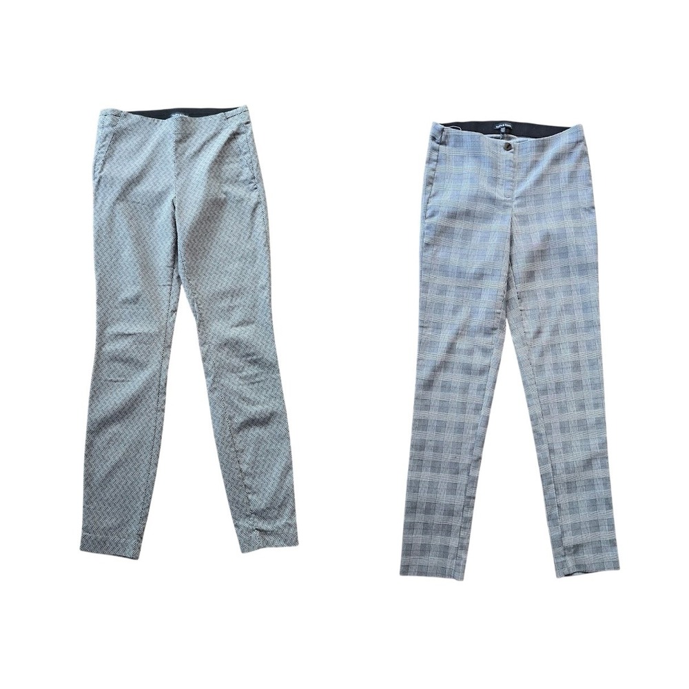 Violets & Roses Gray Plaid & Geometric Slim Pants Womens 4/27 Two Pair Workwear